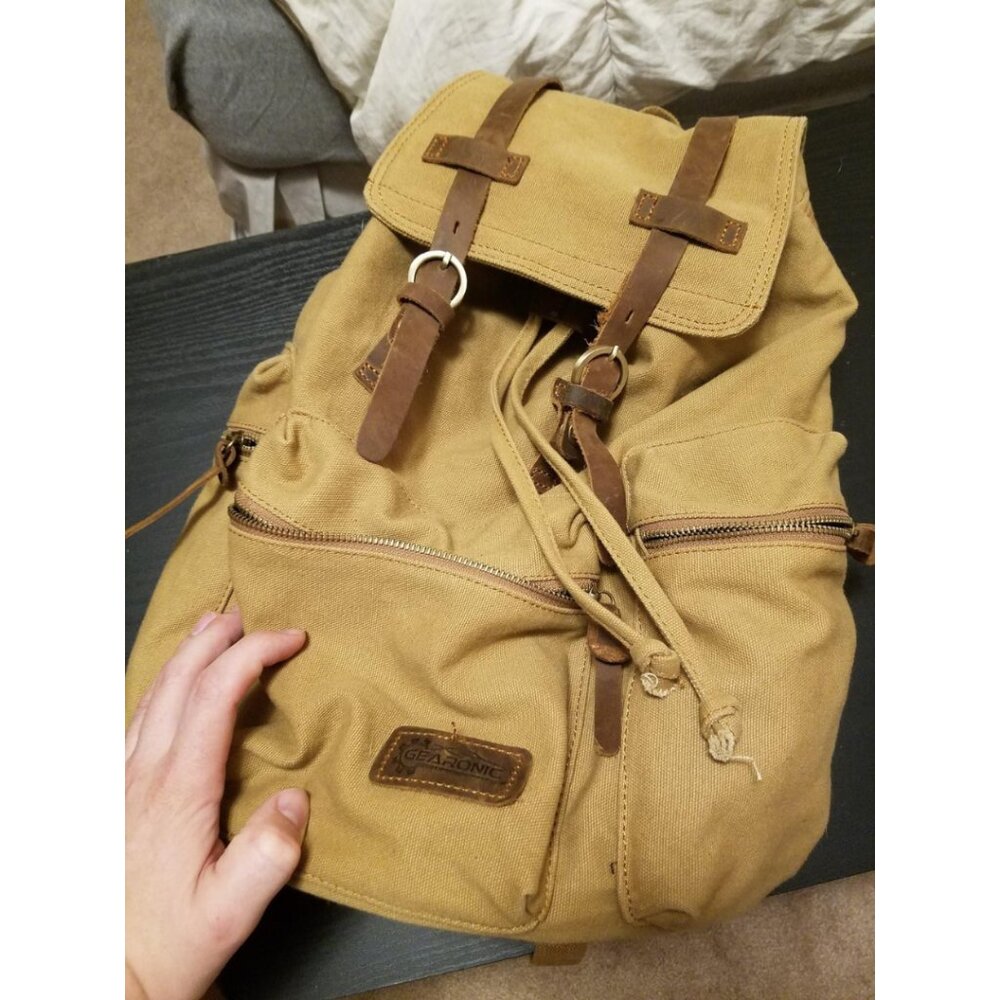 New Vintage Canvas Backpack – Casual Daypack for Men & Women, 15inch Laptop Bag